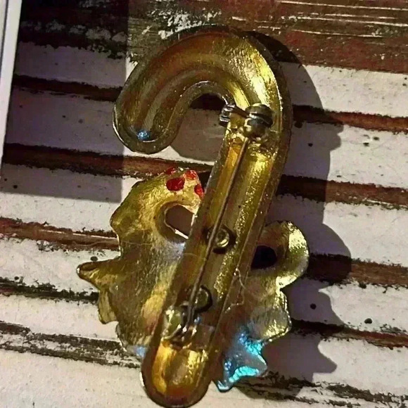 Christmas Brooch Lot of 3 : Anne Klein, Enamel Candy  Cane and Angel - Picture 4 of 4